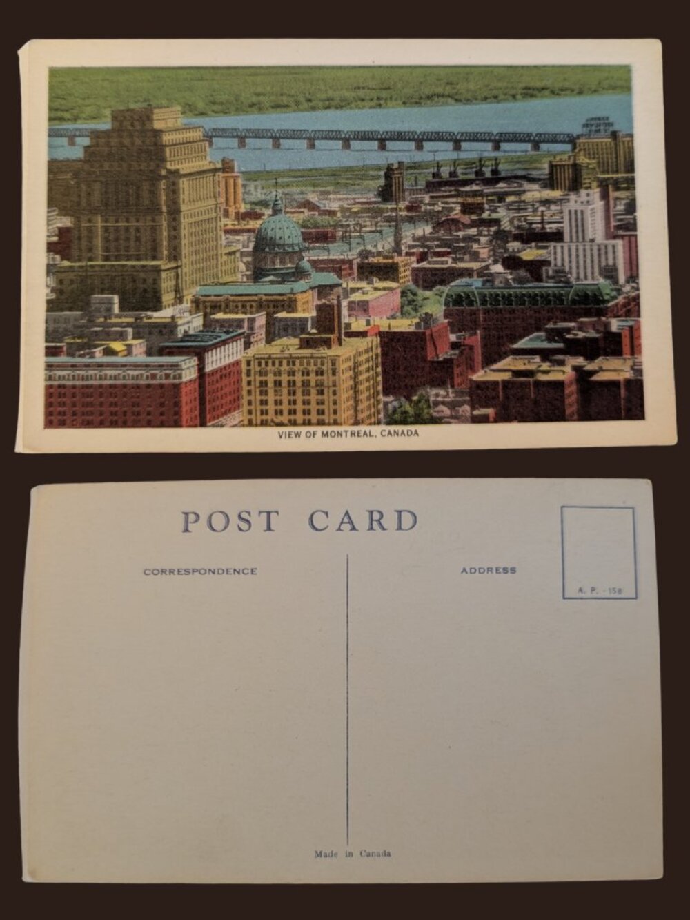 POSTCARD SALE 10/$20 Blank View of Montreal Quebec Linen Postcard